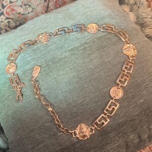 Amazing ESP Gold Tone Lion Head Madellions And Greek Symbols Belt